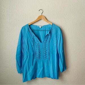 Diane Von Furstenberg Teal Blouse Size 2